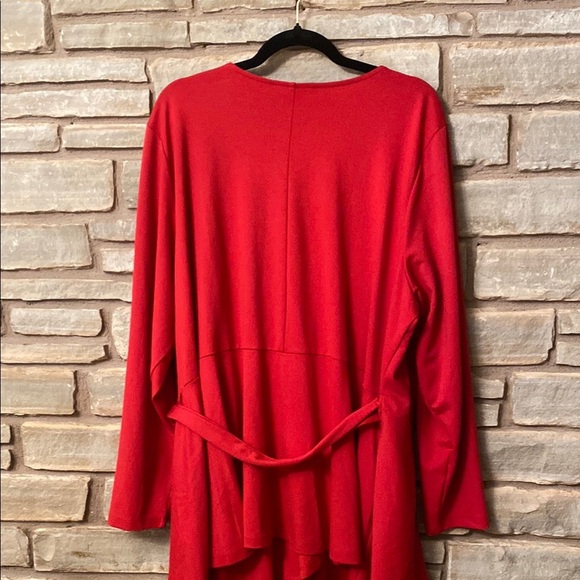 Eloquii 24 Red V Neck Peplum Wrap Top Stretch Ponte Knit Tie Close Plus Size - Picture 7 of 12
